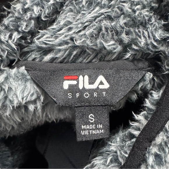 Fila Gray Teddy Jacket Plush Sherpa Stand-Up Collar - Picture 3 of 5
